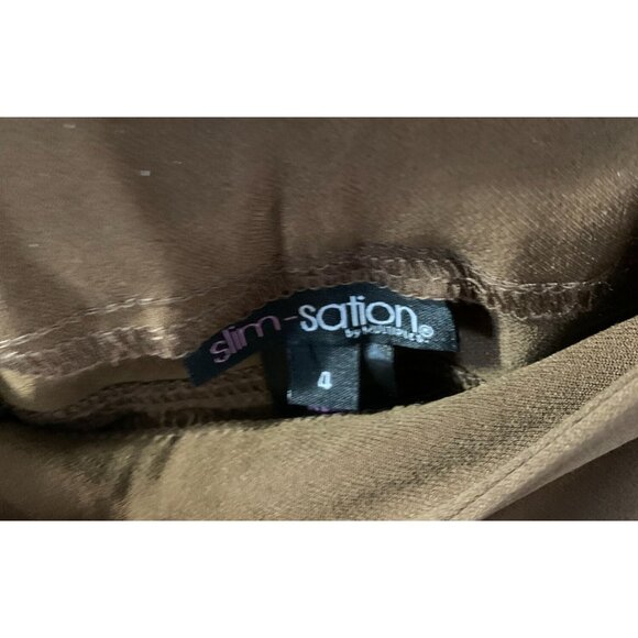 Multiples Slim Nation Women Size 4  brown Pull On Pants Pockets Dress Stretchy - Picture 3 of 4